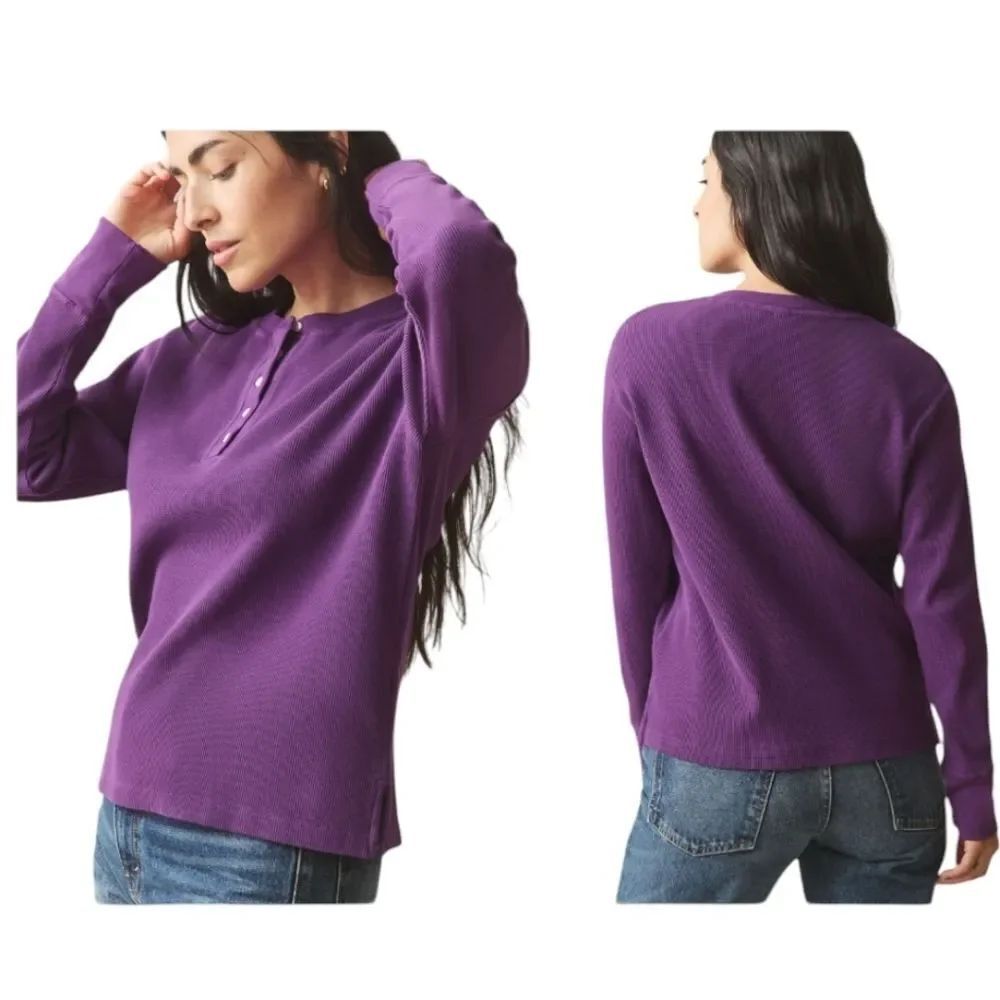 NEW American Giant Thermal Henley Imperial Purple Long Sleeve Shirt Size M